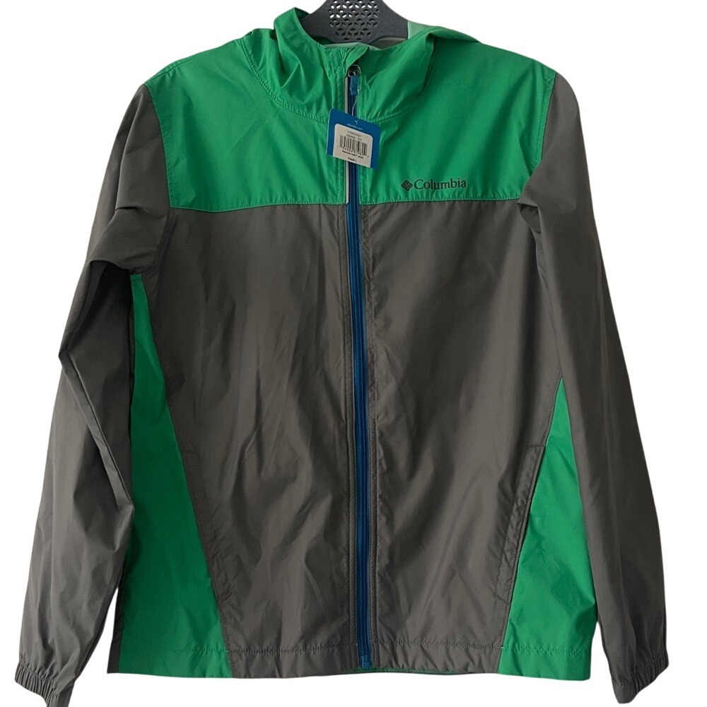 Columbia Youth Green Gray Raincreek Falls Raincoat Jacket Large 14/16 NWT